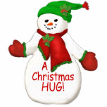 Christmas Hug Snowman Ornament Photo Sculpture Decoration<br><div class="desc">Jolly snowman with red and green scarf and snow cap adorned with holly is a fun ornament to bring a smile with a Christmas hug.  You may enjoy other snowmen ornaments and gifts available in my store. Original art and design by Anura Design Studio.</div>