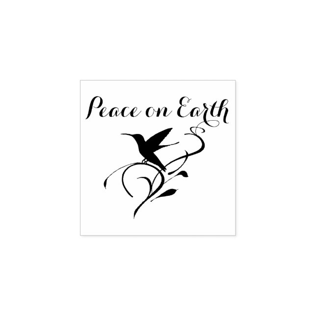 Christmas Hummingbird Peace on Earth Rubber Stamp (Imprint)