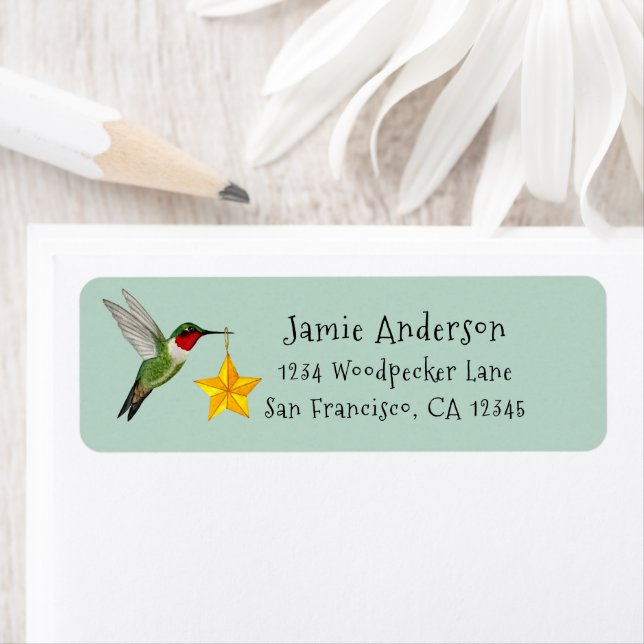 Christmas Hummingbird Return Address Label (Insitu)