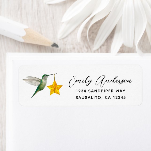 Christmas Hummingbird Return Address Label (Insitu)