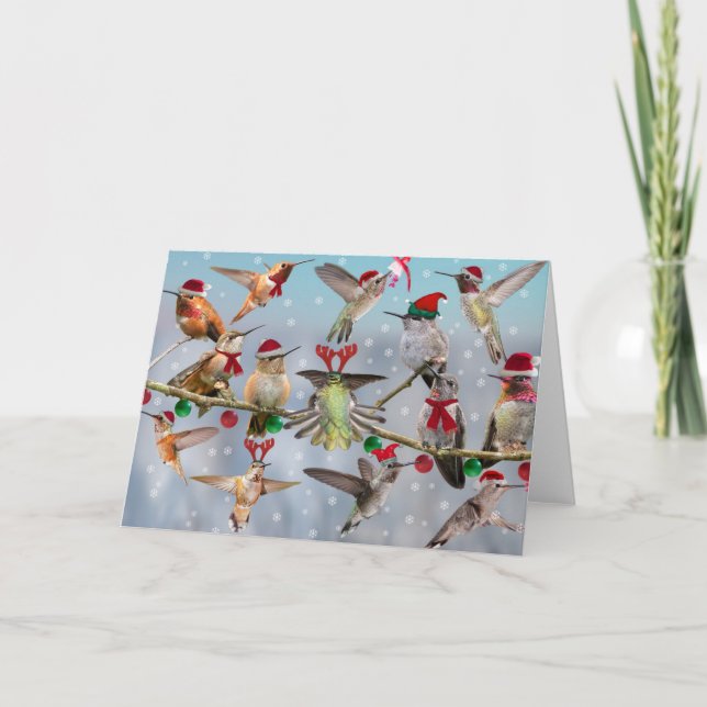 Christmas Hummingbirds Holiday Card (Front)