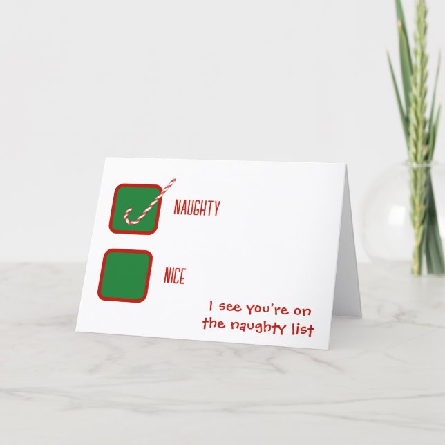 Christmas Humor Naughty Or Nice Check Boxes  Card (Front)