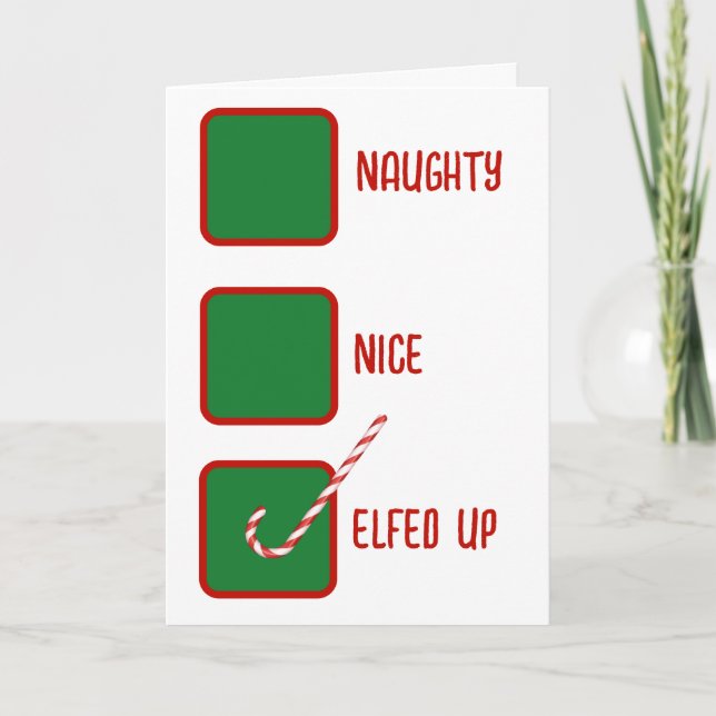 Christmas Humor Naughty Or Nice Check Boxes  Card (Front)