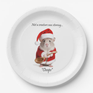 Christmas Humor Not a Creature was stirring Mouse Paper Plate