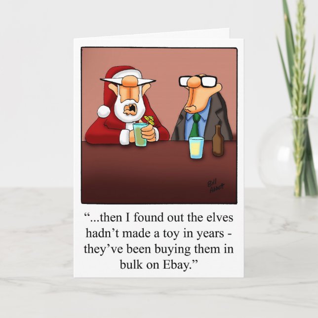 Christmas Humour "Elves & Ebay" Greeting Card (Front)