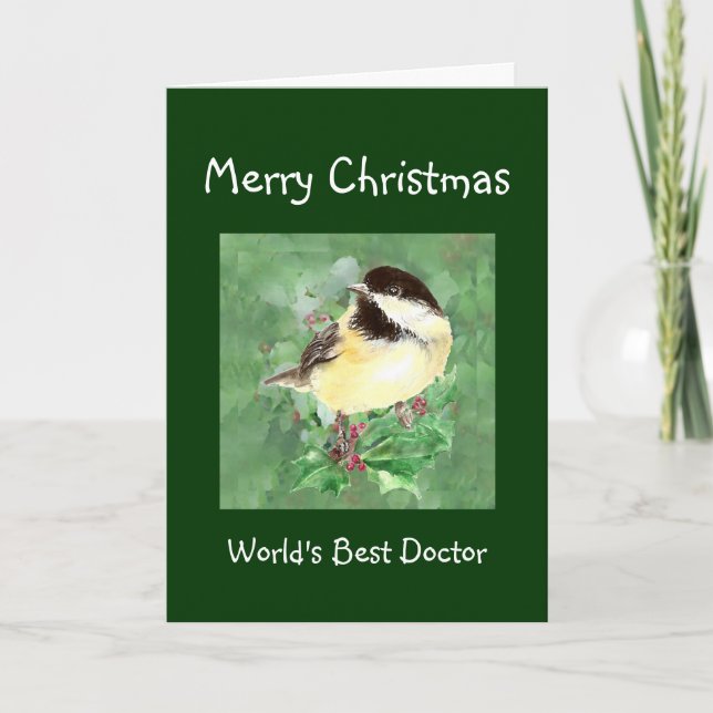 Christmas Humour World's Best Doctor Bird Holiday Card (Front)
