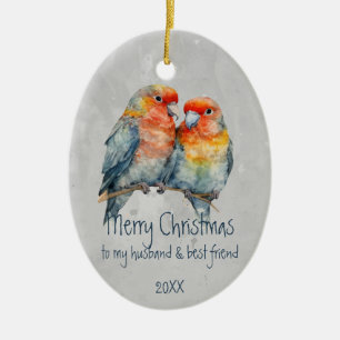 Christmas Husband & Best Friend Parrot Couple Ceramic Tree Decoration