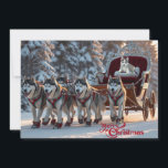 Christmas Huskies Pulling Sleigh Personalised Holiday Card<br><div class="desc">In a magical snowy wonderland, a team of spirited huskies dashes across the sparkling white landscape, their fluffy tails swishing as they pull Santa’s sleigh. But instead of just gifts, this sleigh carries the cutest surprise — a wide-eyed husky puppy bundled up in Santa’s seat, looking out with excitement. The...</div>