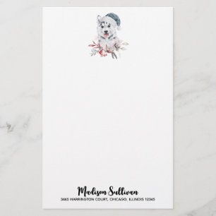 Christmas Husky Dog in a Santa Hat Stationery