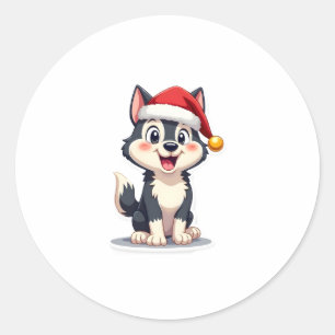 Christmas Husky Dog Lover Malamute (2) Classic Round Sticker