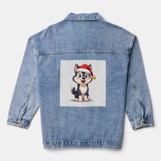 Christmas Husky Dog Lover Malamute (2) Denim Jacket