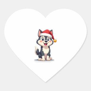 Christmas Husky Dog Lover Malamute (2) Heart Sticker