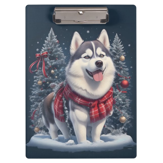 Christmas Husky Dog Magic Xmas Holiday Spirit Clipboard (Front)