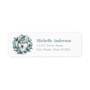Christmas Husky Dog Return Address Labels