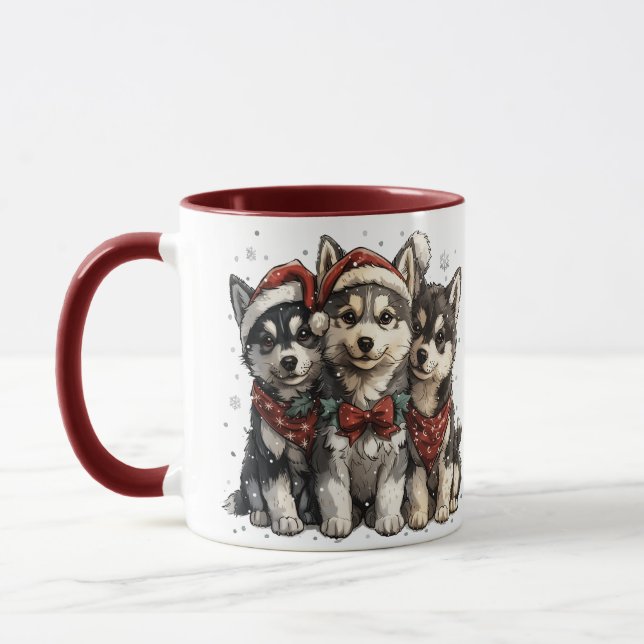Christmas Husky Dogs Mug (Left)