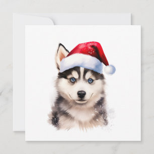Christmas Husky Puppy Card