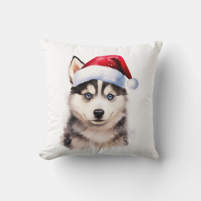 Christmas Husky Puppy Decor Cushion (Front)