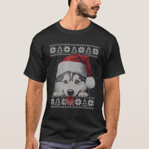 Christmas husky ugly sweater cute husky face santa