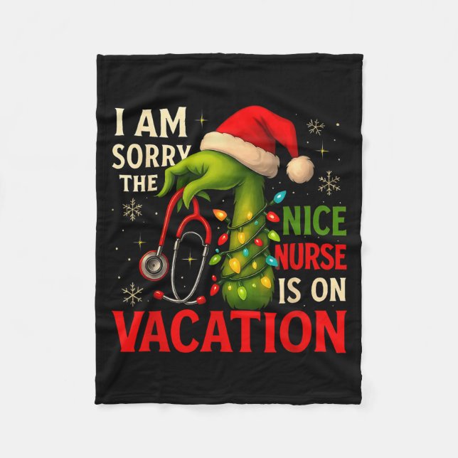 Christmas I Am Sorry The Niche Nurse Santa Hat Med Fleece Blanket (Front)
