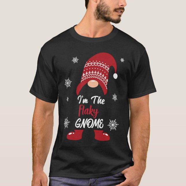 Christmas I am the Flaky Gnome Xmas Men Women T-Shirt (Front)