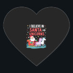 Christmas I Believe In Santa And Unicorns Funny Xm Heart Sticker<br><div class="desc">Christmas I Believe In Santa And Unicorns Funny Xmas (2)</div>