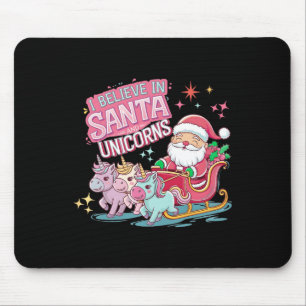 Christmas I Believe In Santa And Unicorns Funny Xm Mouse Mat