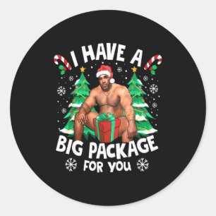 Christmas I Have A Big Package For You Naughty Big Classic Round Sticker