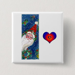 CHRISTMAS I LETTER / SANTA RED RIBBON MONOGRAM 15 CM SQUARE BADGE