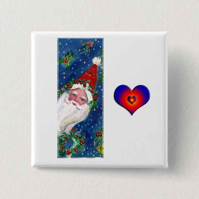 CHRISTMAS I LETTER / SANTA RED RIBBON MONOGRAM 15 CM SQUARE BADGE (Front)