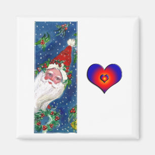 CHRISTMAS I LETTER / SANTA  RED RIBBON MONOGRAM MAGNET