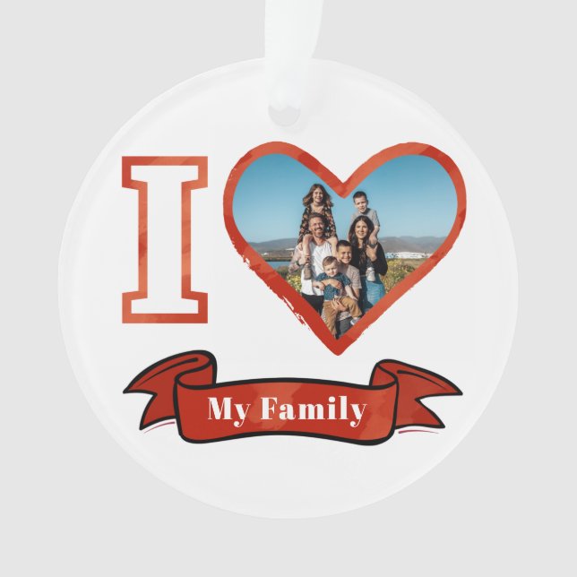 Christmas I Love My Family Personalised Photo Ornament (Front)
