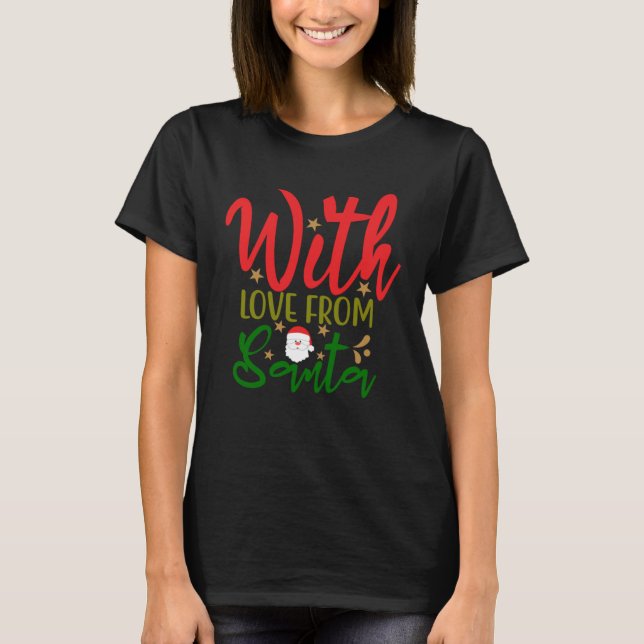 Christmas I Love Santa Candy Cane Heart Men Women  T-Shirt (Front)