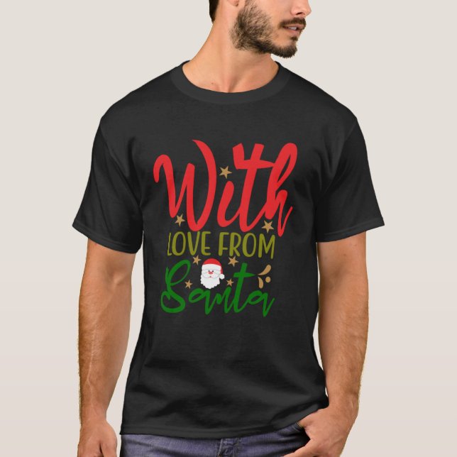 Christmas I Love Santa Candy Cane Heart Men Women  T-Shirt (Front)