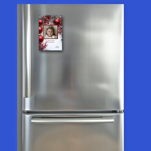 Christmas I Love You Grandma  Red Ornaments Magnet (Creator Uploaded)