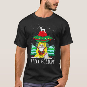 Christmas I Still Believe Santa Claus UFO For Men  T-Shirt