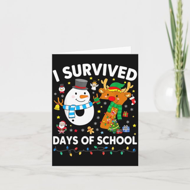 Christmas I Survived 67 Days Of School Funny Meme  Card (Front)