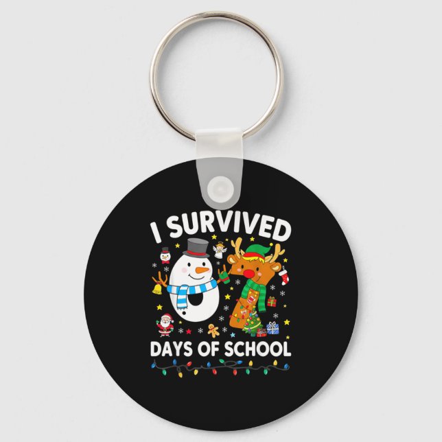 Christmas I Survived 67 Days Of School Funny Meme  Key Ring (Front)