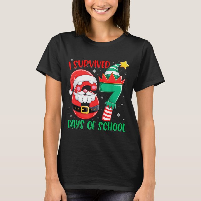 Christmas I Survived 67 Days Of School Funny Six S T-Shirt (Front)