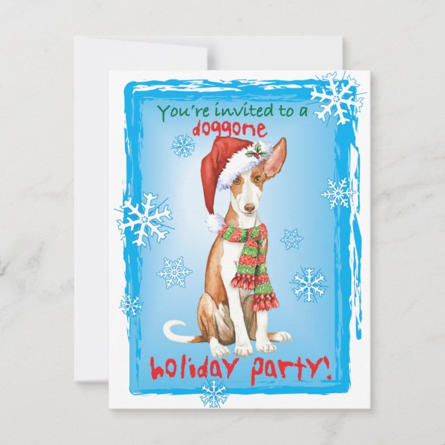 Christmas Ibizan Hound Invitation (Front)