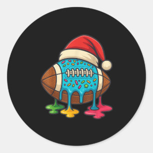 Christmas Ice Cream Drip Boys Football Player Amer Classic Round Sticker