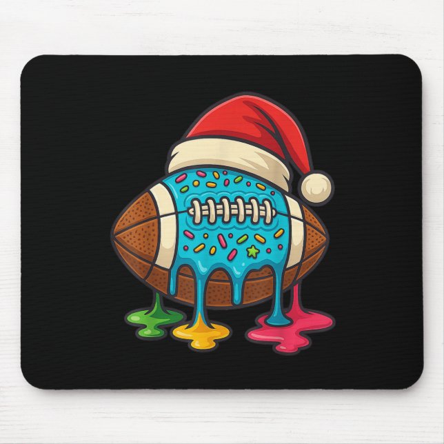 Christmas Ice Cream Drip Boys Football Player Amer Mouse Mat (Front)