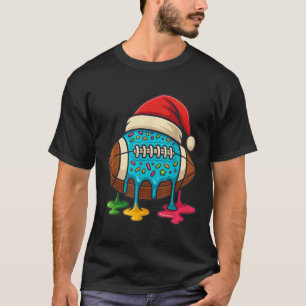 Christmas Ice Cream Drip Boys Football Player Amer T-Shirt
