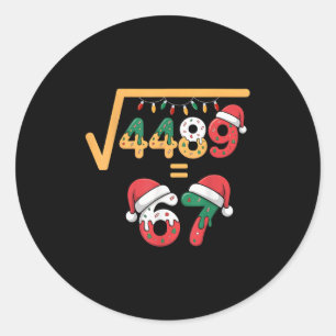 Christmas Ice Cream Drip Meme Slang Square Root 44 Classic Round Sticker