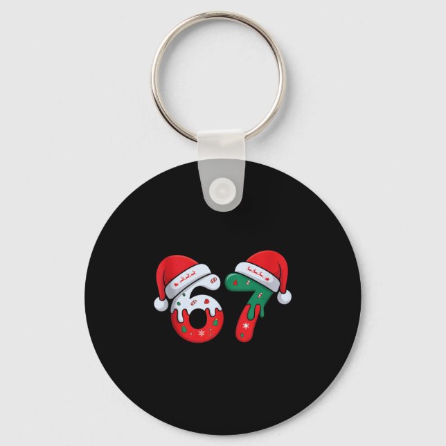 Christmas Ice Cream Drip Meme Slang Square Root 44 Key Ring (Front)