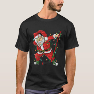 Christmas Ice Hockey Dabbing Santa Lights Xmas Hoc T-Shirt
