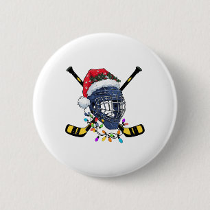 Christmas Ice Hockey Helmet Santa Xmas 6 Cm Round Badge