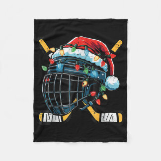 Christmas Ice Hockey Helmet Santa Xmas Boys Ugly S Fleece Blanket