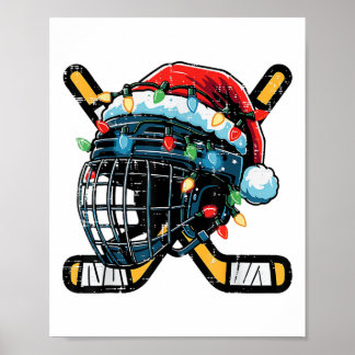 Christmas Ice Hockey Helmet Santa Xmas Boys Ugly S Poster