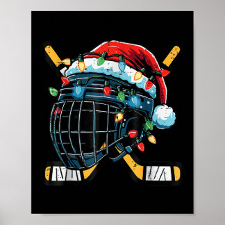 Christmas Ice Hockey Helmet Santa Xmas Boys Ugly S Poster