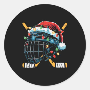Christmas Ice Hockey Helmet Santa Xmas Men Boys Ki Classic Round Sticker